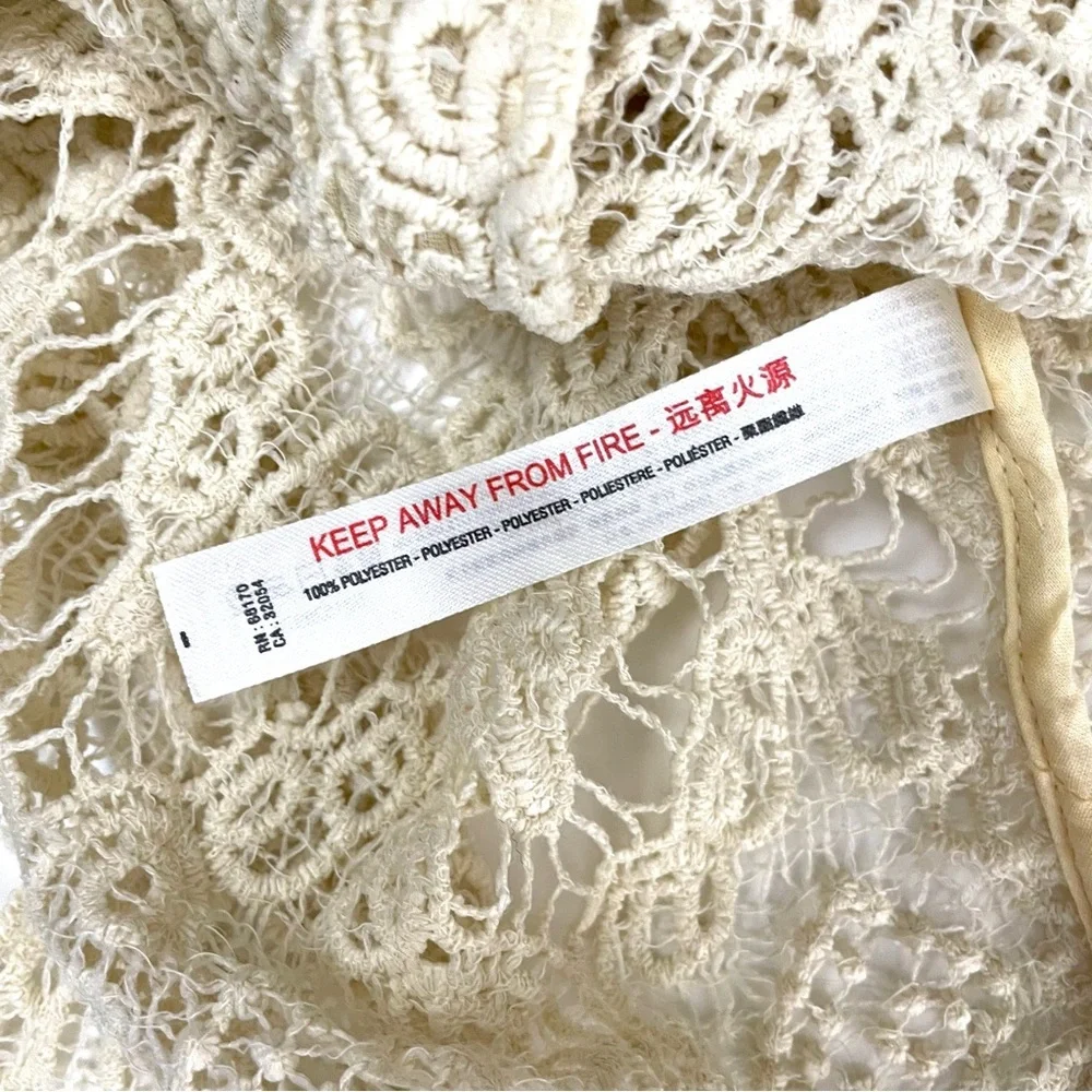 Free‎ People Until Sundown Shirt Crochet Lace Neutral Button Down Small